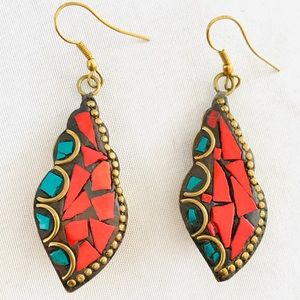Handmade multi color Tibetan Earring